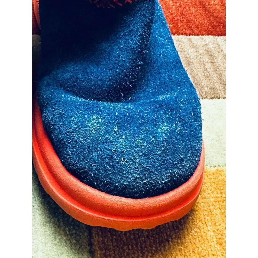 Ugg Blue Red I Love Ugg Sparkle Heart Sherpa Mid-Calf Boots Women's Size 5